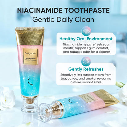 BrightSmile™ Whitening Toothpaste with Niacinamide – Peach-Mint Flavor